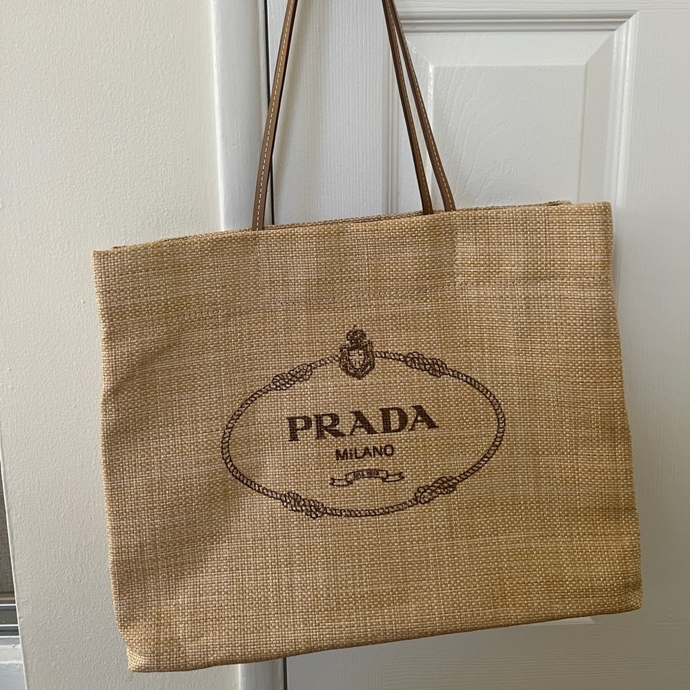 Prada Raffia Beach Tote Authentic
